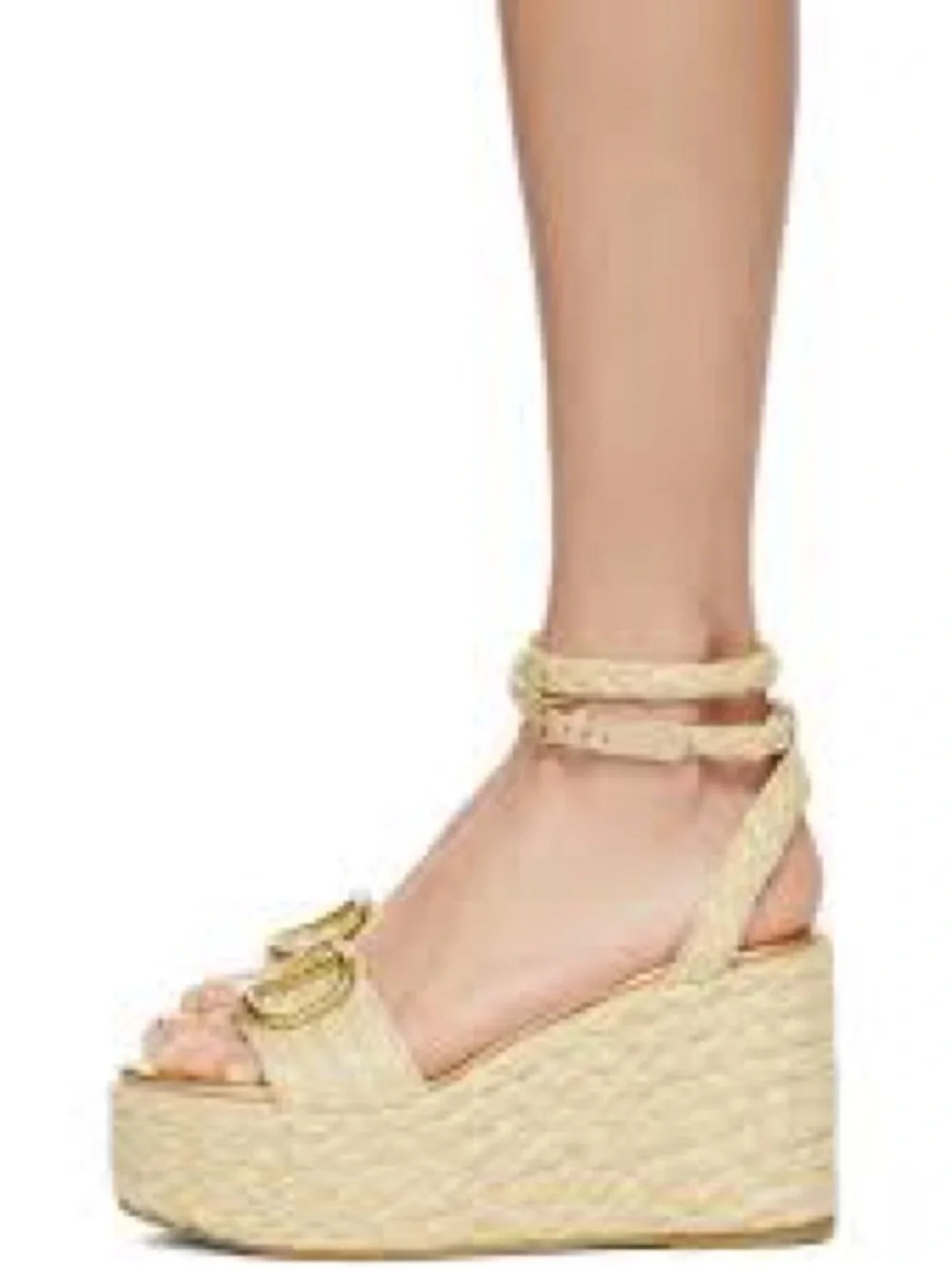 RARE Valentino Garavani VLogo Natural Raffia Platform Sandals 38.5 8.5 NWT $970